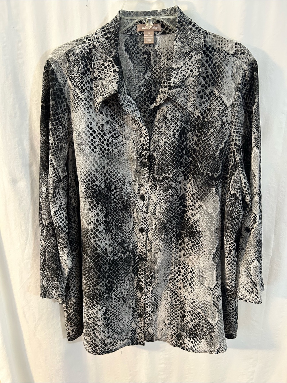 White Stag Black & White Snake Print Button-Front Top